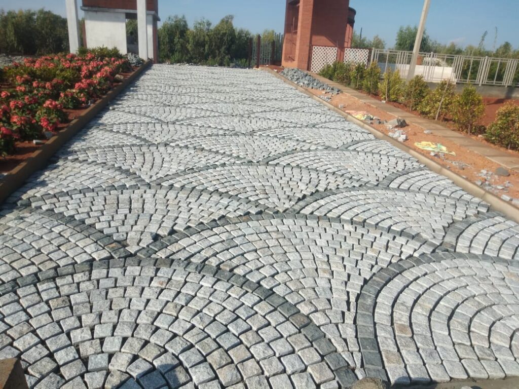 Bangalorestones work in Park cobblestone laying